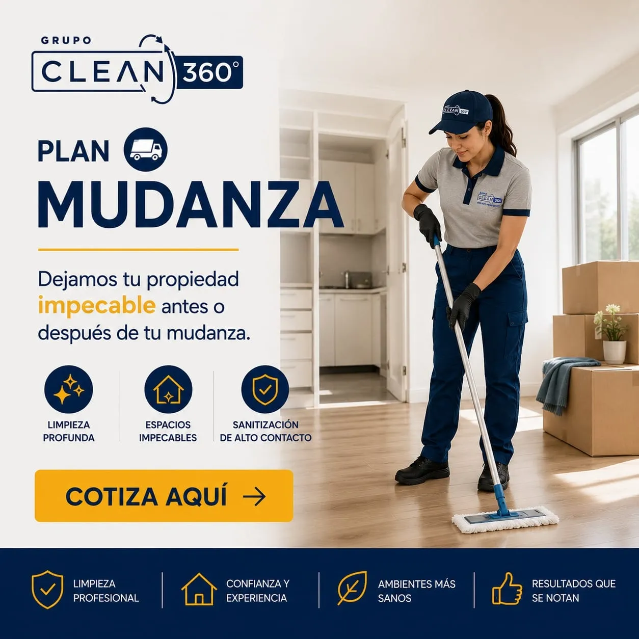 Servicio de limpieza profesional para una mudanza