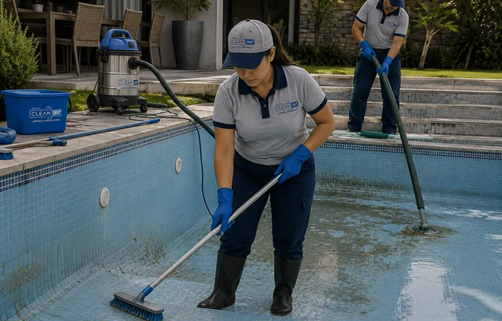 Limpieza y Vaciado Profunda de Piscinas profesional de Clean360 en Santiago Oriente